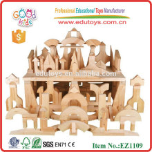 Stocked 200pcs High Quality Rubber Wood Standard Unit Blocks Set